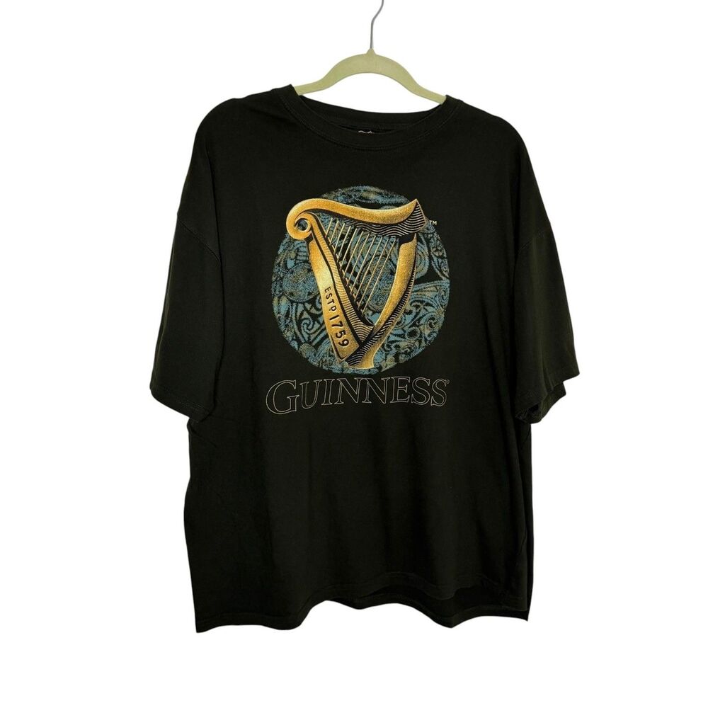 Guinness Graphic T Shirt Top Relaxed Fit Men Black XXL